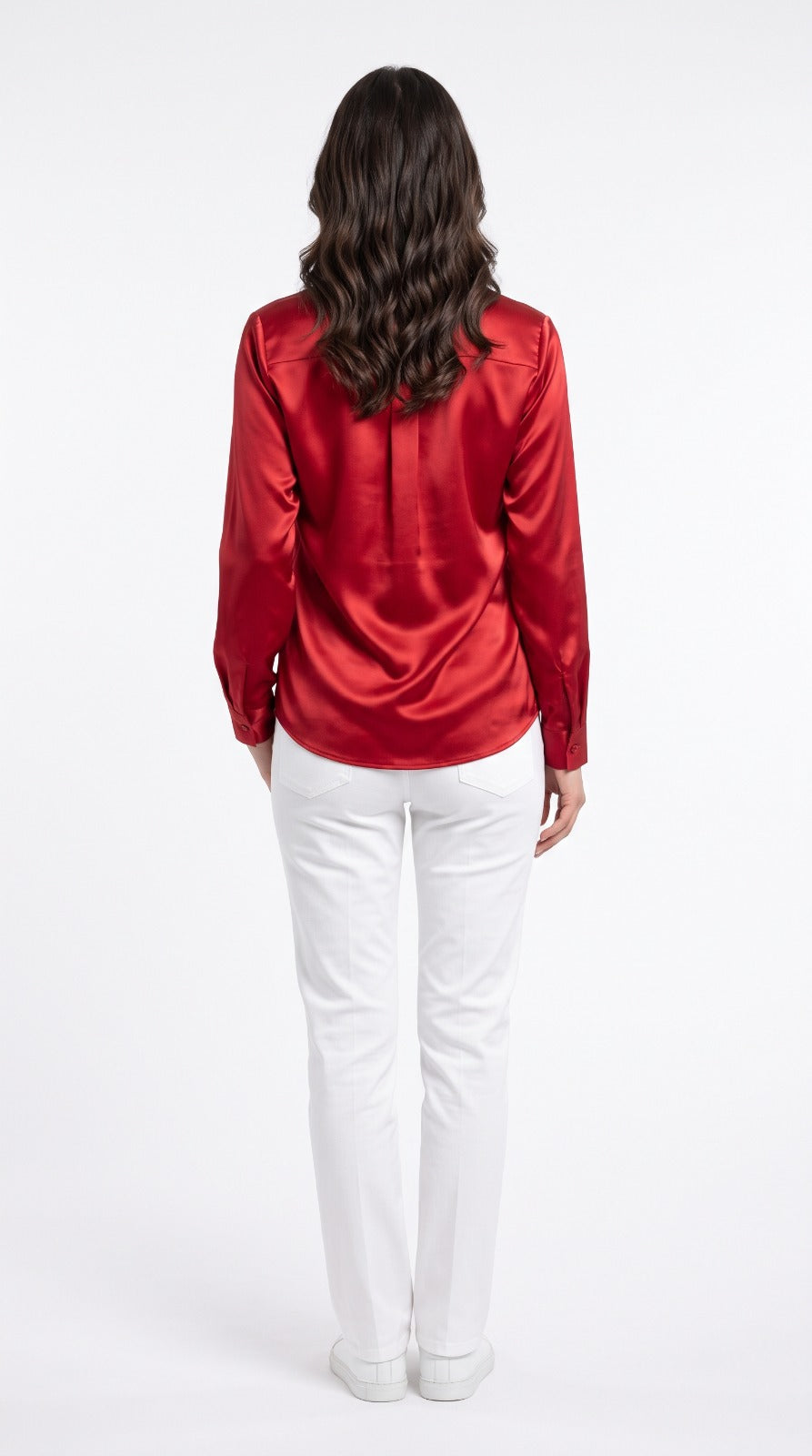 Chemise Fluide en Satin Rouge Vif