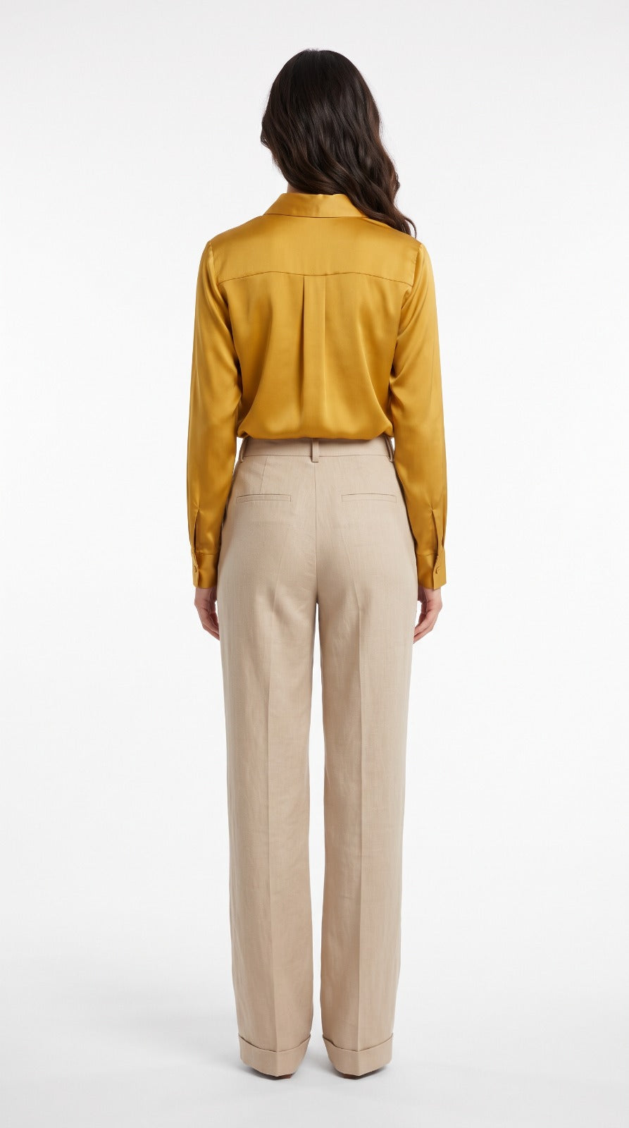 Chemise en Satin Moutarde