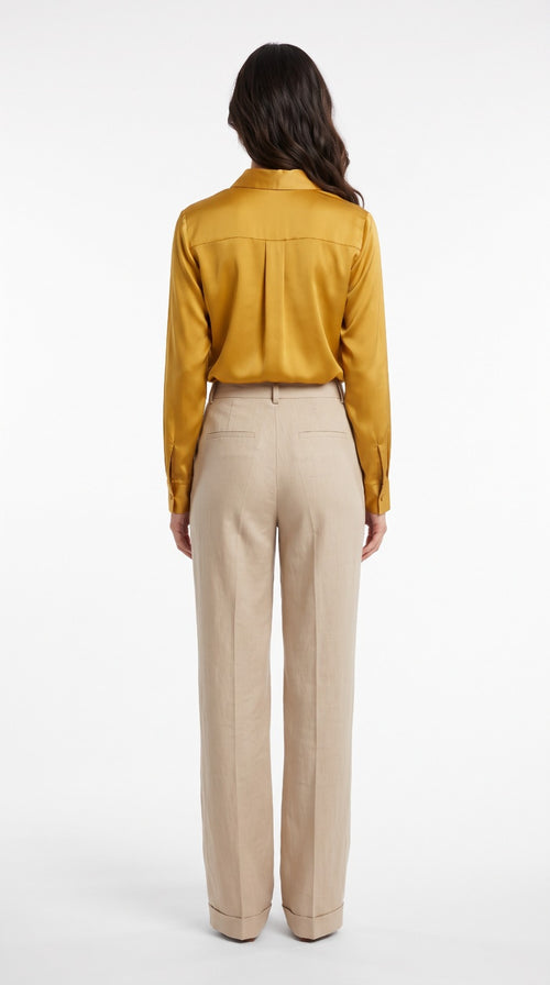 Chemise en Satin Moutarde