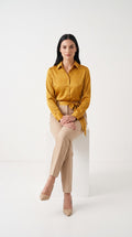 Chemise en Satin Moutarde