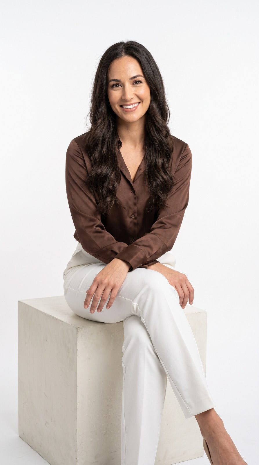 Chemise Fluide en Satin Chocolat