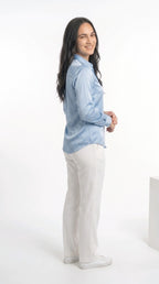Chemise Fluide en Satin Bleu Ciel
