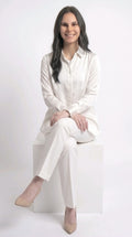 Chemise Fluide en Satin Blanc Ivoire