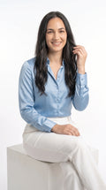 Chemise Fluide en Satin Bleu Ciel